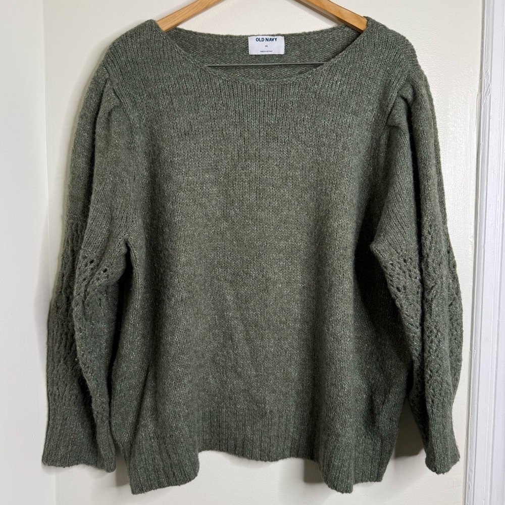 Old Navy Sweater Women’s Size 3x Pointelle Knit Balloon Sleeve